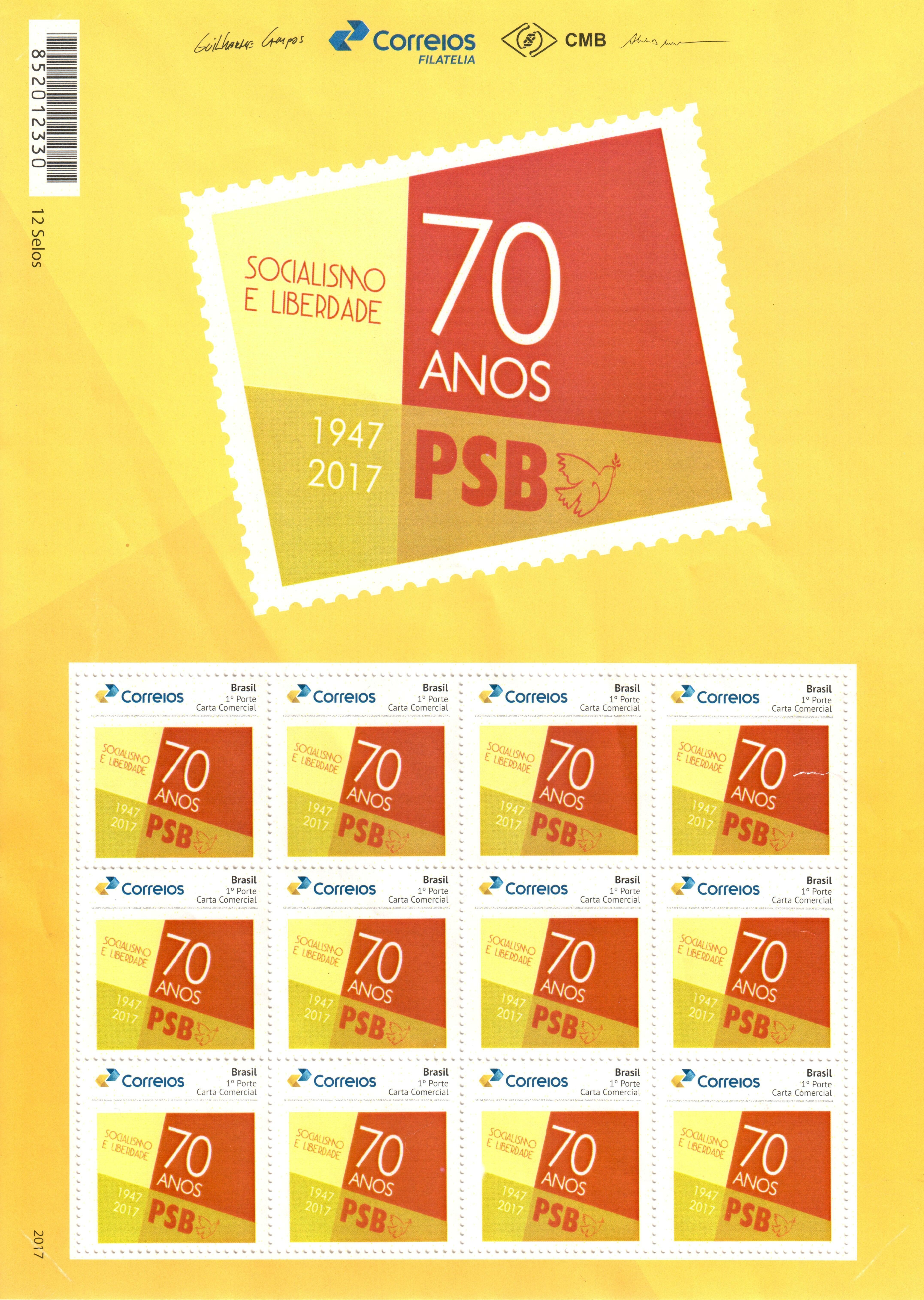 Selo comemorativo dos 70 anos do PSB - Preview